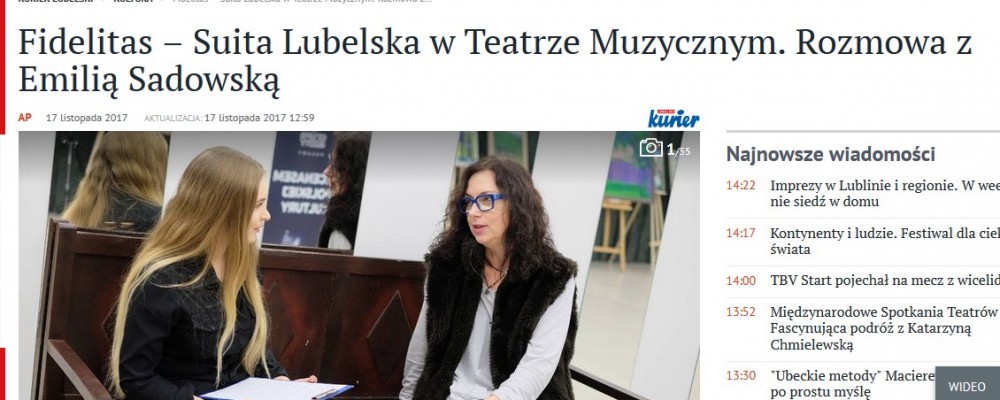 Fidelitas – Suita Lubelska w Teatrze Muzycznym. Rozmowa z Emilią Sadowską