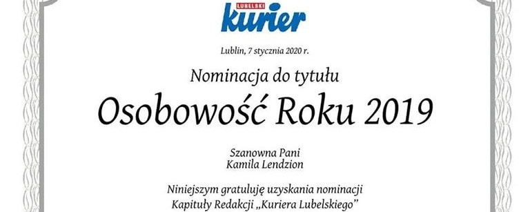 Dyrektor Kamila Lendzion otrzymała Nominację do tytułu Osobowość roku 2019 w kategorii Kultura