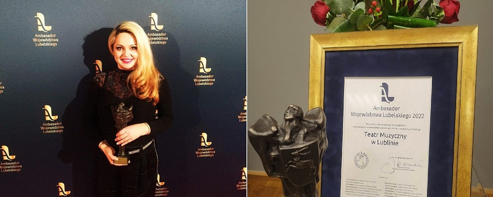 dyrektor kamila lendzion, statuetka i dyplom z gali ambasador wojeówdztwa lubelskiego.jpg