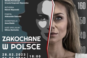 baner reklamujący spektakl Zakochane w Polsce, plakat promuje Emilia Komarnicka Klynstra.jpg